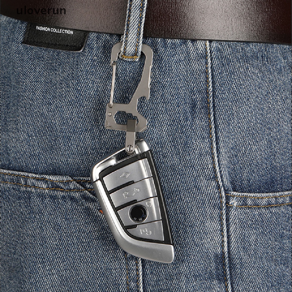 Uloverun Móc Khóa Mini Đa Năng Hình Chữ D Bằng Titan Tiện Dụng