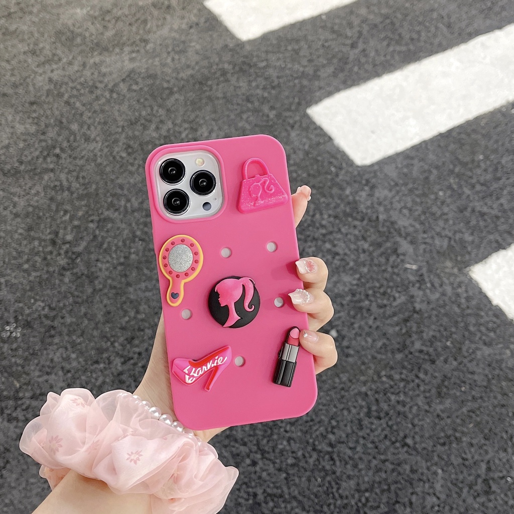 Ốp Điện Thoại Silicon Tpu Mềm Hình Công Chúa Barbie 3D Chống Rơi Chống Sốc Cho iPhone 14 13 12 11 Pro Max