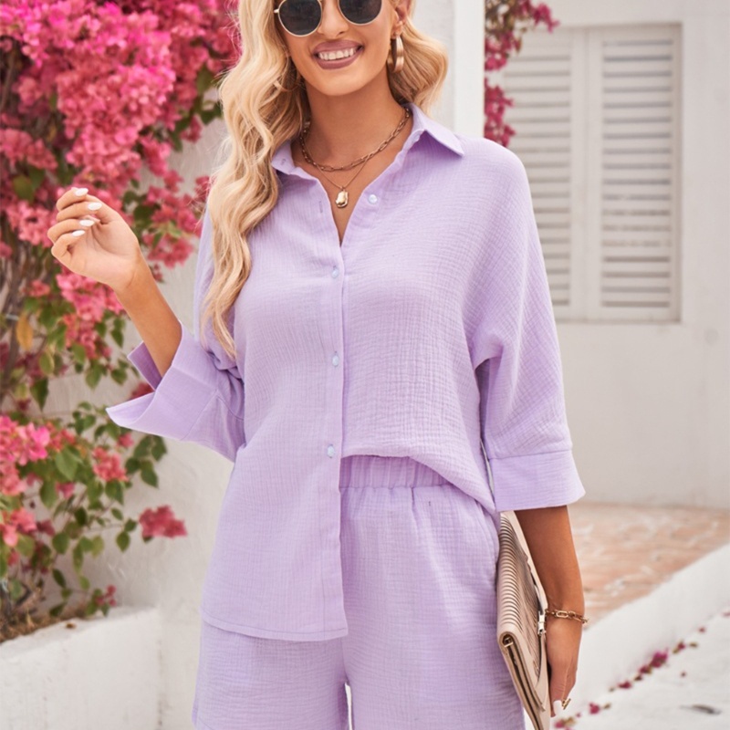 Bộ Áo Tank Top Tay Lửng Phối Quần Short Thời Trang Mùa Hè Cho Nữ