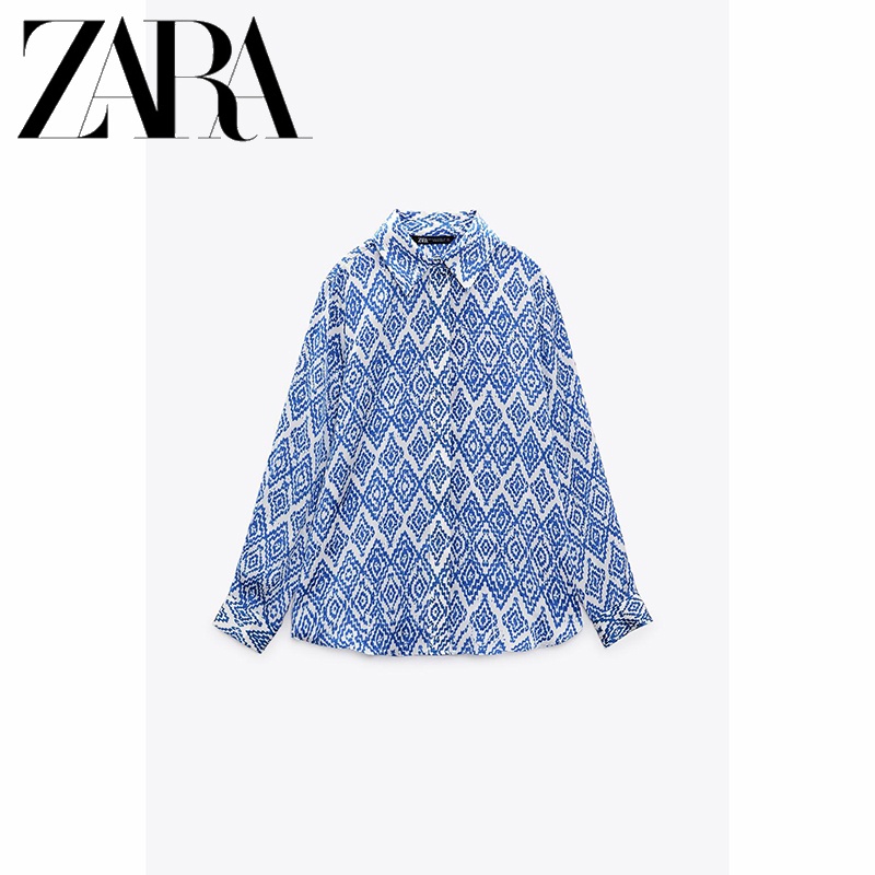 Áo Sơ Mi Lụa satin In Họa Tiết Thanh Lịch Thời Trang ZARA Cho Nữ