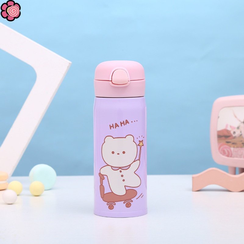 Bình Nước Giữ Nhiệt Bằng Thép Không Gỉ Dễ Thương Sáng Tạo Kèm Ống Hút HSU