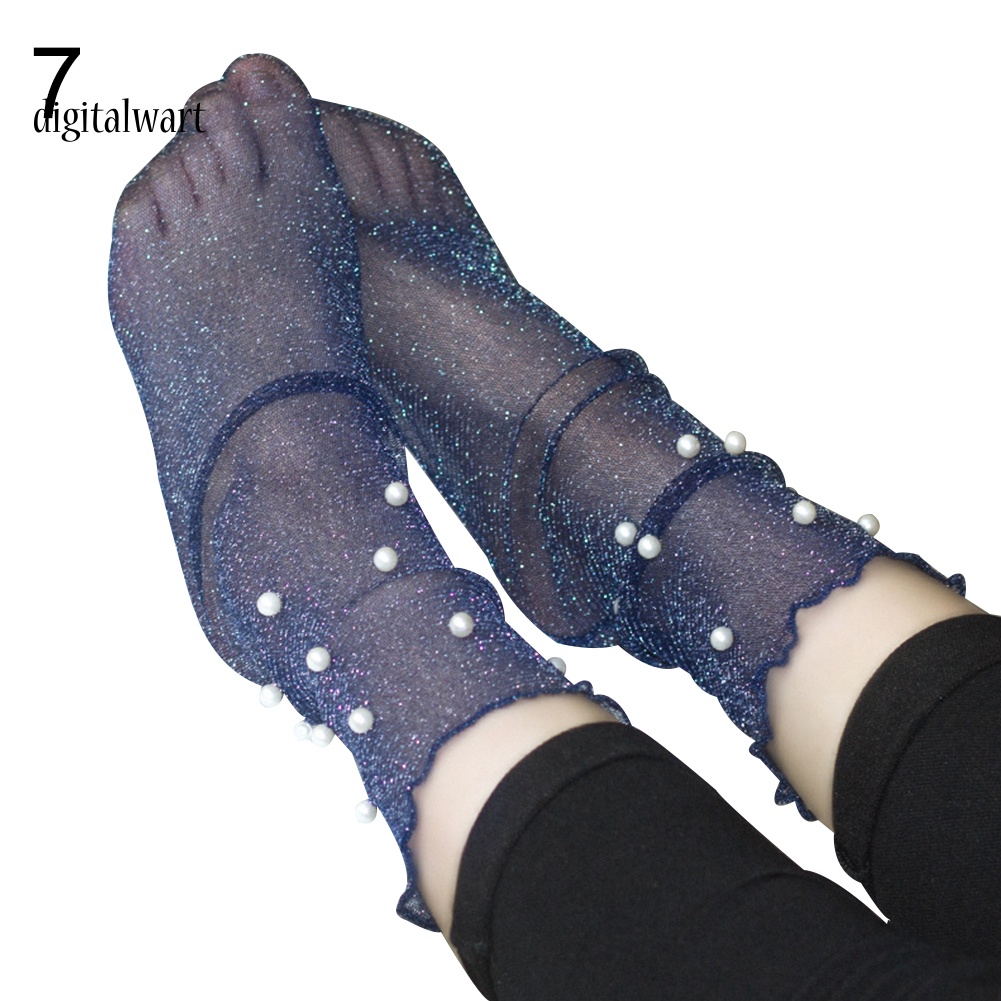Kỹ Thuật Số| Vớ Trong Suốt Đính Ngọc Trai Giả Lấp Lánh Thời Trang Cho Nữ