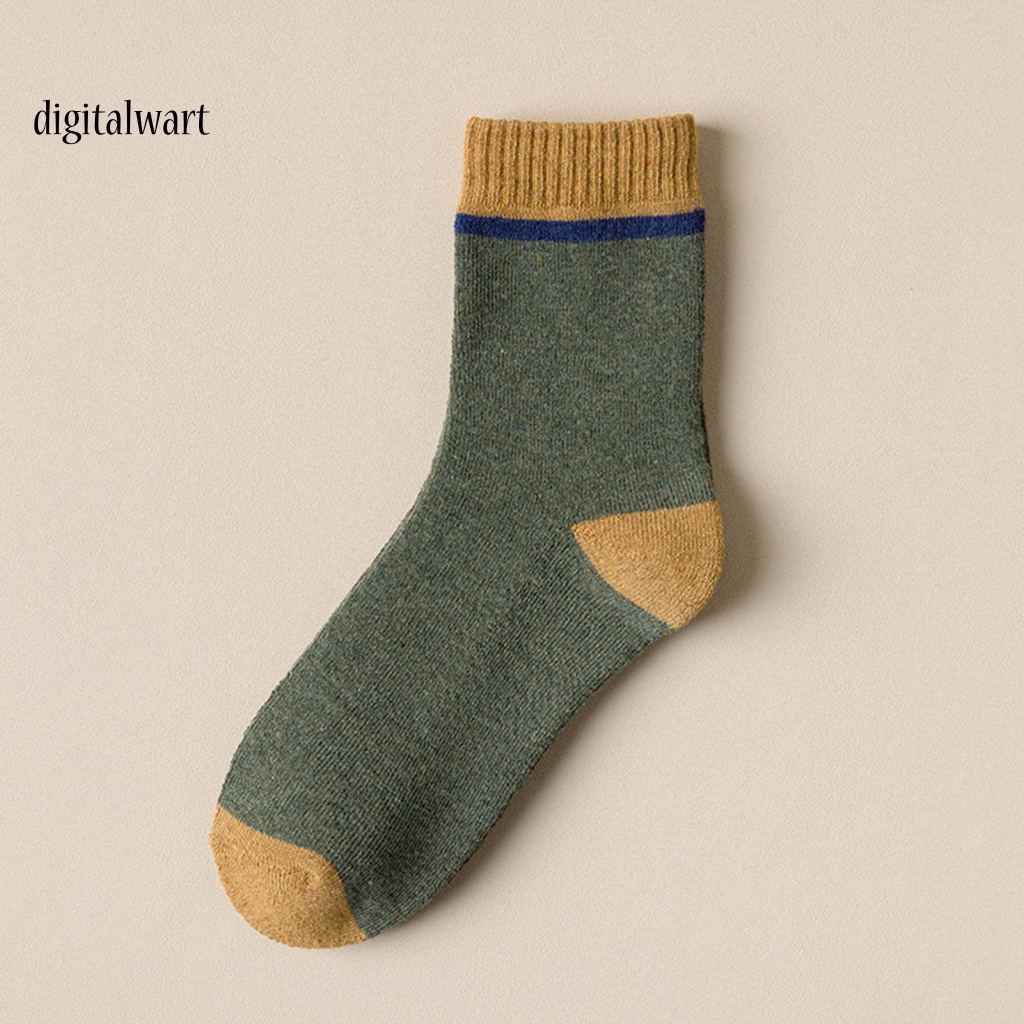 Kỹ Thuật Số| 1 Đôi Vớ Thể Thao Dài Trung Bình Mềm Mại Co Giãn Chống Lạnh Màu Tương Phản Thời Trang Thu Đông Cho Nam