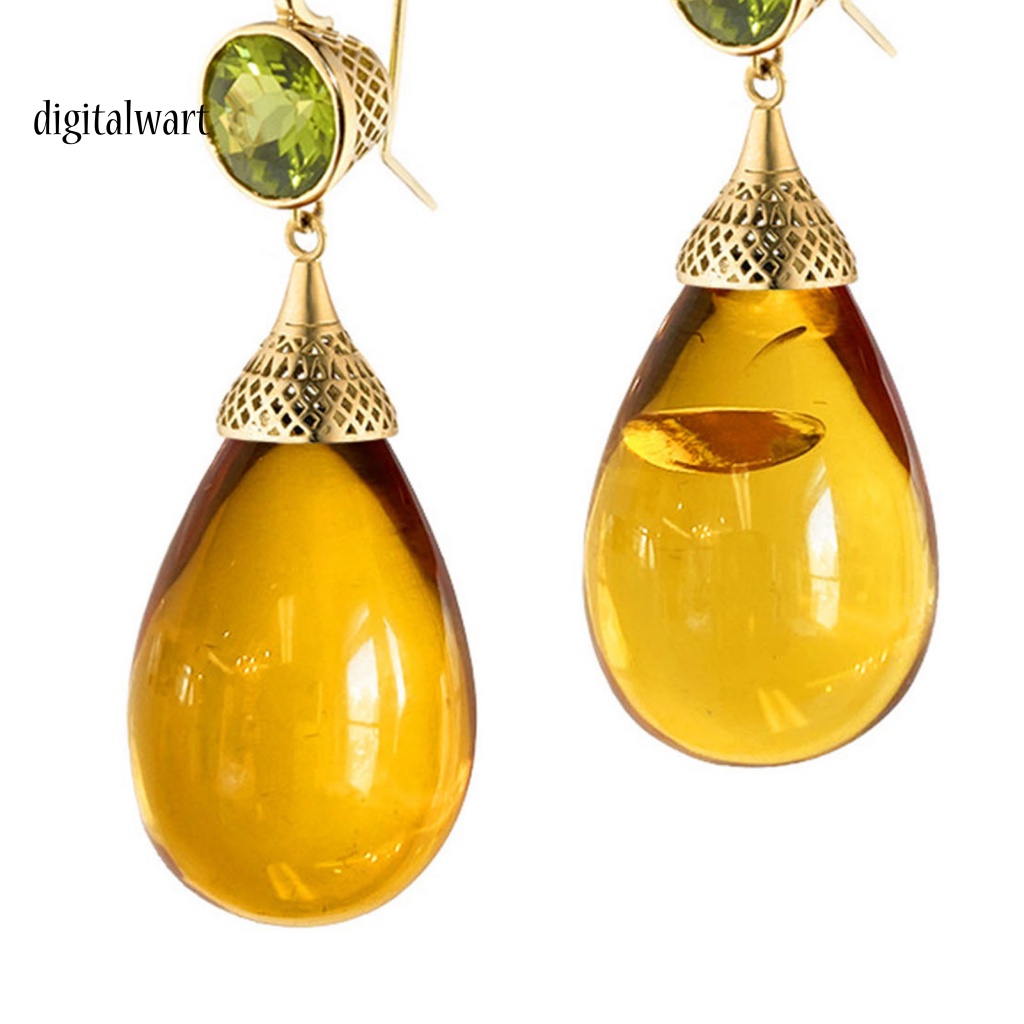 Kỹ Thuật Số| 1 Đôi Bông Tai Hình Giọt Nước Trong Suốt Đính Đá Phong Cách Retro Dành Cho Nữ