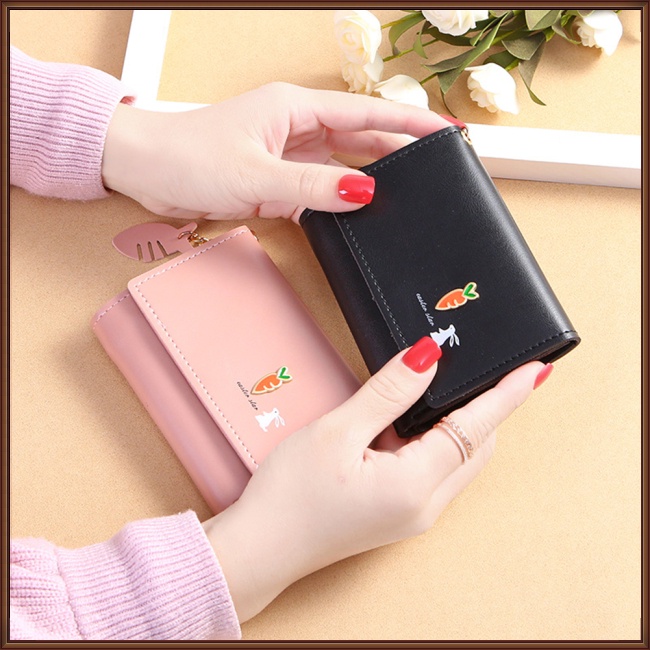 Ví Ngắn Gập Ba Đa Năng In Họa Tiết Động Vật Dễ Thương Thời Trang Cho Nữ