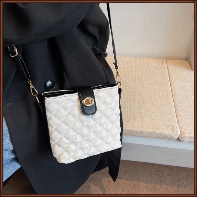 Túi Da Pu Đeo Chéo Mini Họa Tiết Kim Cương Đơn Giản Thời Trang Cho Nữ