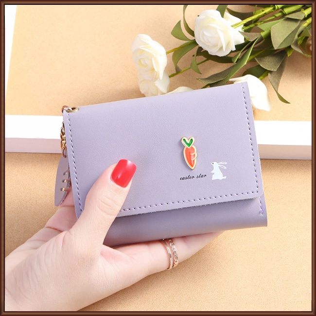 Ví Ngắn Gập Ba Đa Năng In Họa Tiết Động Vật Dễ Thương Thời Trang Cho Nữ