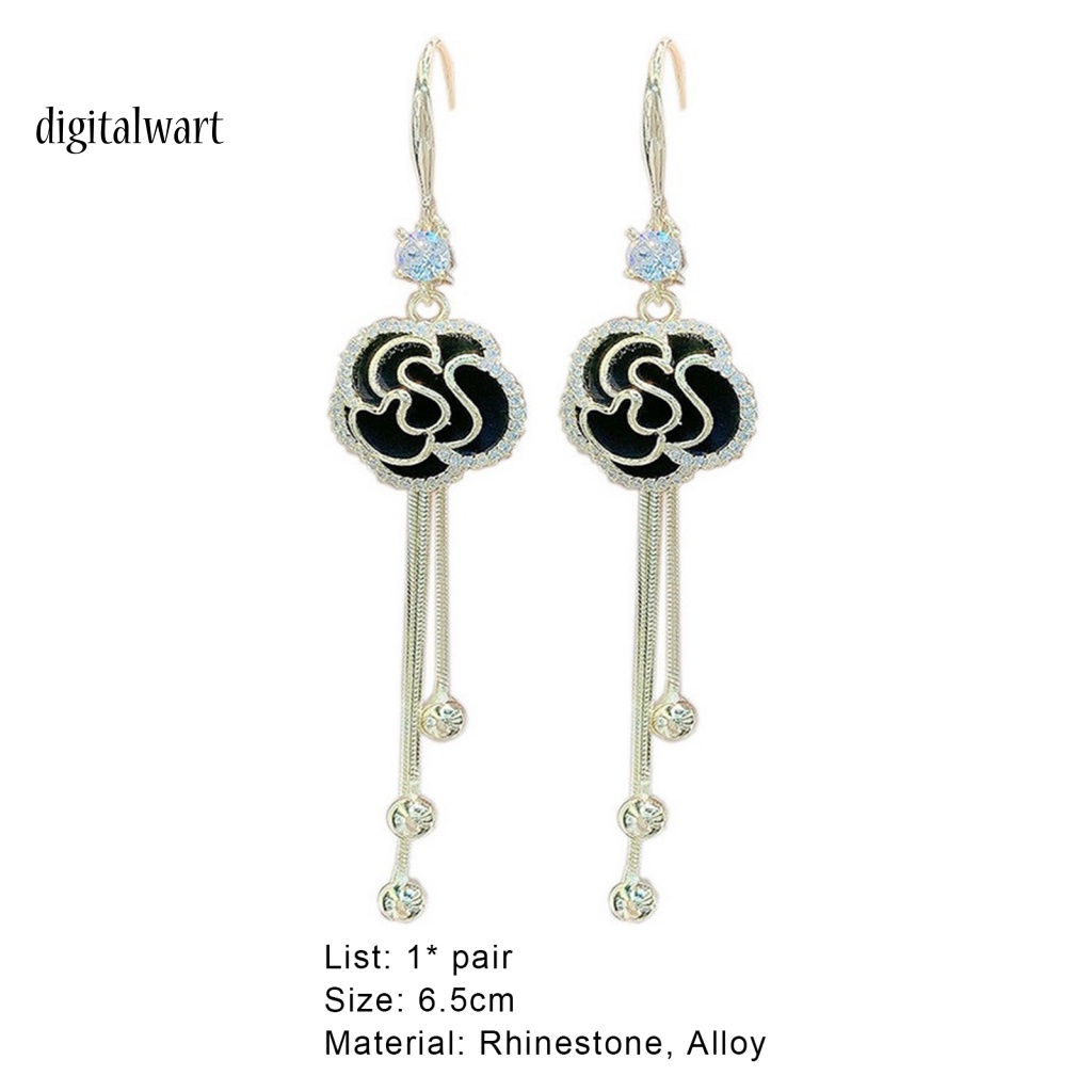 Kỹ Thuật Số| 1 Đôi Bông Tai Dáng Dài Hình Hoa Hồng Đính Đá Phong Cách Hàn Quốc