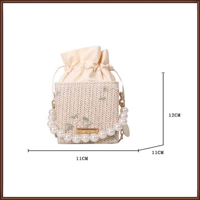 Túi Đeo Vai Hình Vuông Đính Ngọc Trai Thời Trang Dành Cho Nữ