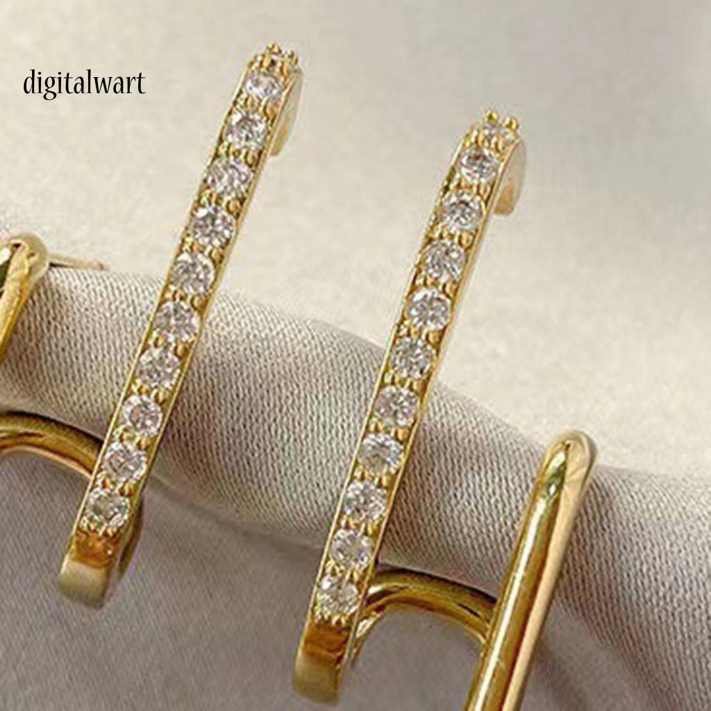 Kỹ Thuật Số| 1 Cặp Bông Tai Chữ U Đính Đá Lấp Lánh Thời Trang