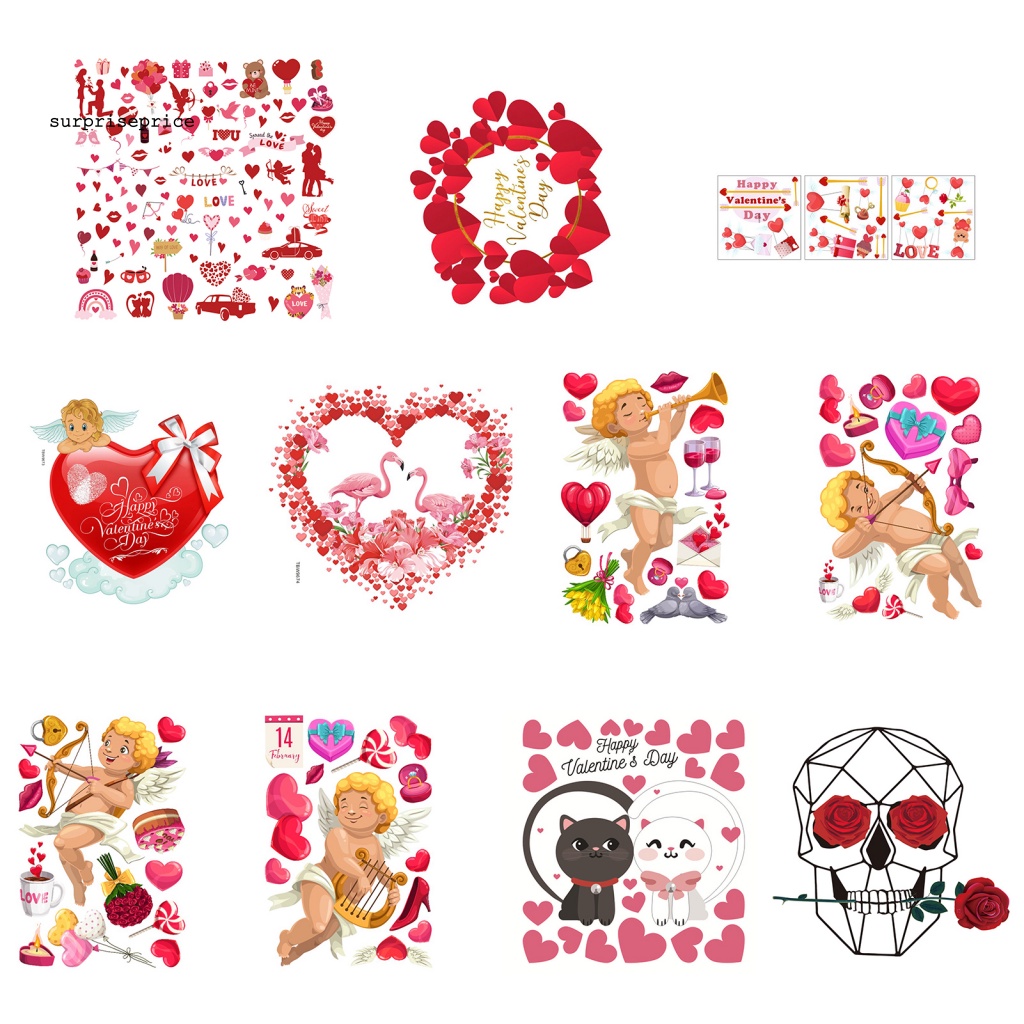 Sticker Dán Cửa Sổ Bằng PVC Chống Ẩm Không Phai Họa Tiết Trái Tim Hoạt Hình 3D DIY