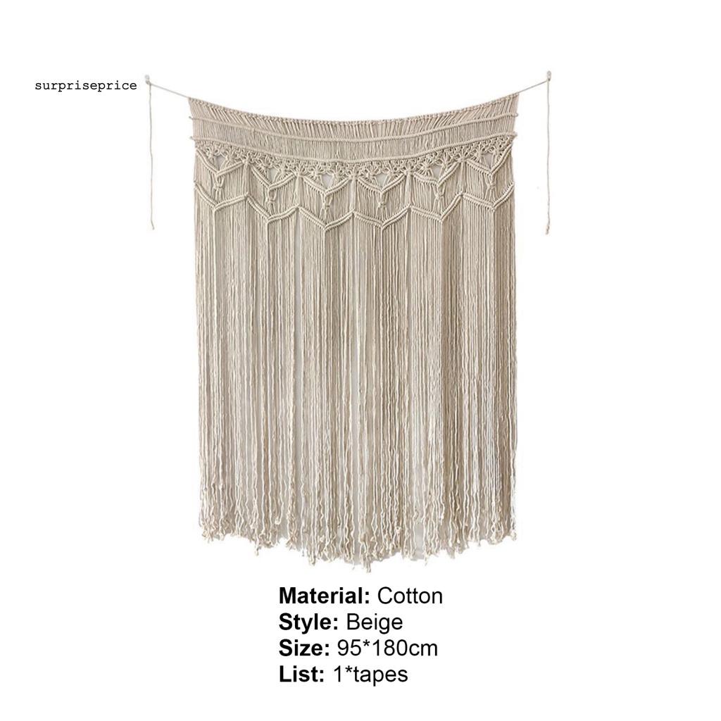 Thảm Macrame Treo Tường Chất Liệu Cotton Dệt Màu Be Phong Cách Boho Tinh Tế Trang Trí Nhà Cửa