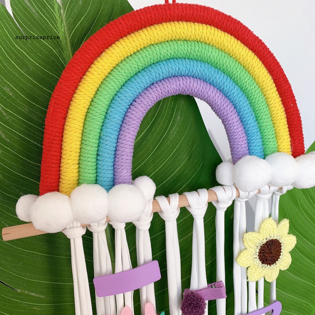 Giá Đỡ Nơ Buộc Tóc Bằng Cotton Bện Tiết Kiệm Không Gian Màu Cầu Vồng Sắp Xếp Gọn Gàng Cho Phòng Trẻ