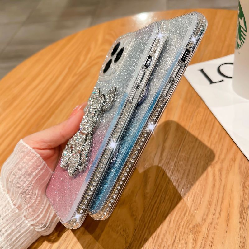 Ốp Điện Thoại Mềm Trong Suốt Chống Sốc Có Giá Đỡ Hình Gấu Cho iPhone 11Promax 11 Pro 11 XSMAX XR XS X 7 / 8 Plus SE2020 7 / 8