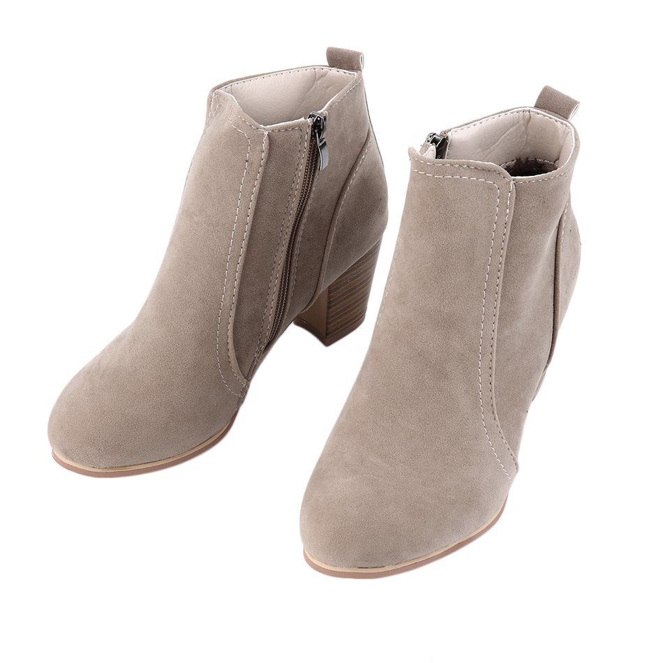 1 Pair Lady Winter Boots HIgh Square Heel Bootie Shoes Autumn And Winter Shoes