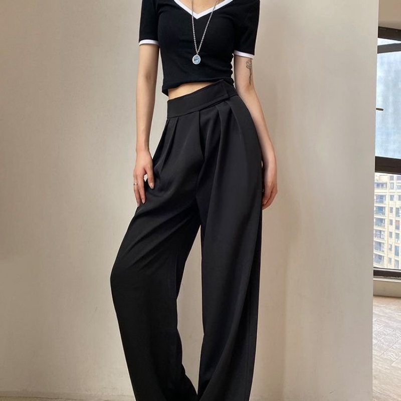 Quần Dài Lưng Cao Ống Rộng Phong Cách Retro Thời Trang Cho Nữ