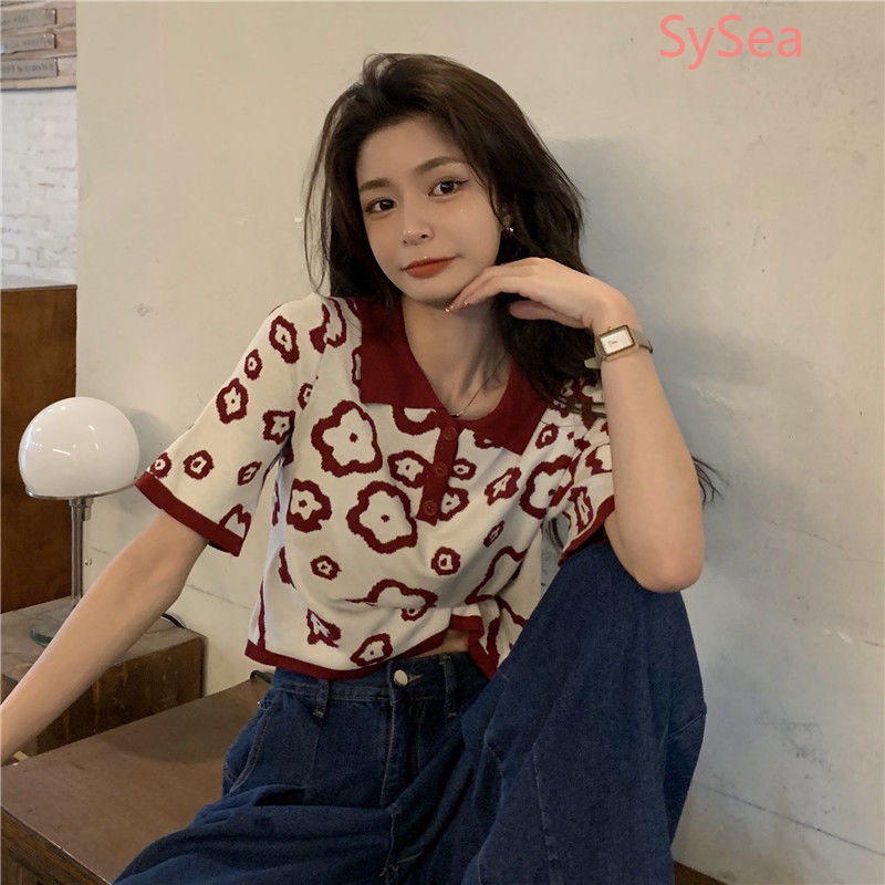 Áo Polo Dệt Kim Dáng Rộng Thời Trang Mùa Hè Cho Nữ