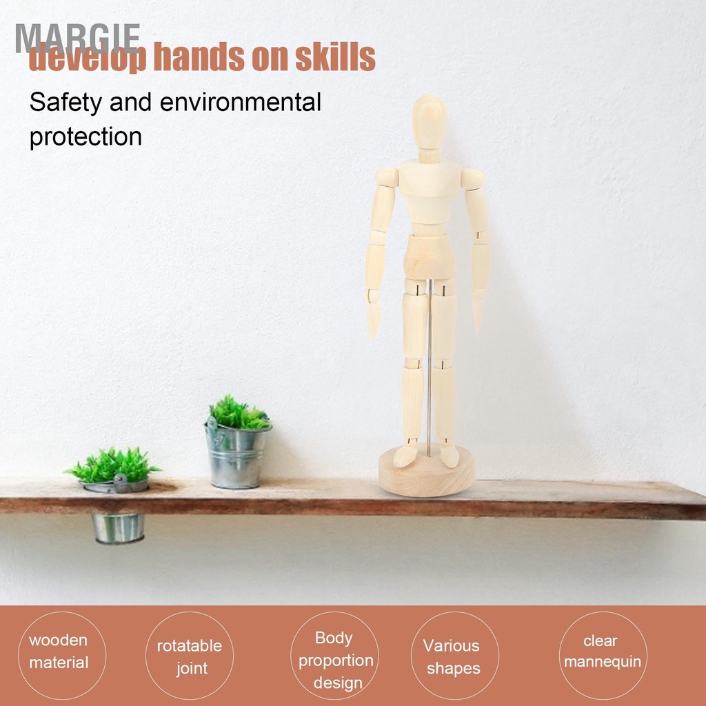 Đồ trang trí Người Bằng Gỗ Có Khớp Động Dùng Trang Trí Bàn Làm Việc, Mô hình búp bê gỗ, Ma Nơ Canh Gỗ 8in 14 Hình Dạng Có Khớp Xoay Cho Họa Sĩ MARGIE D.