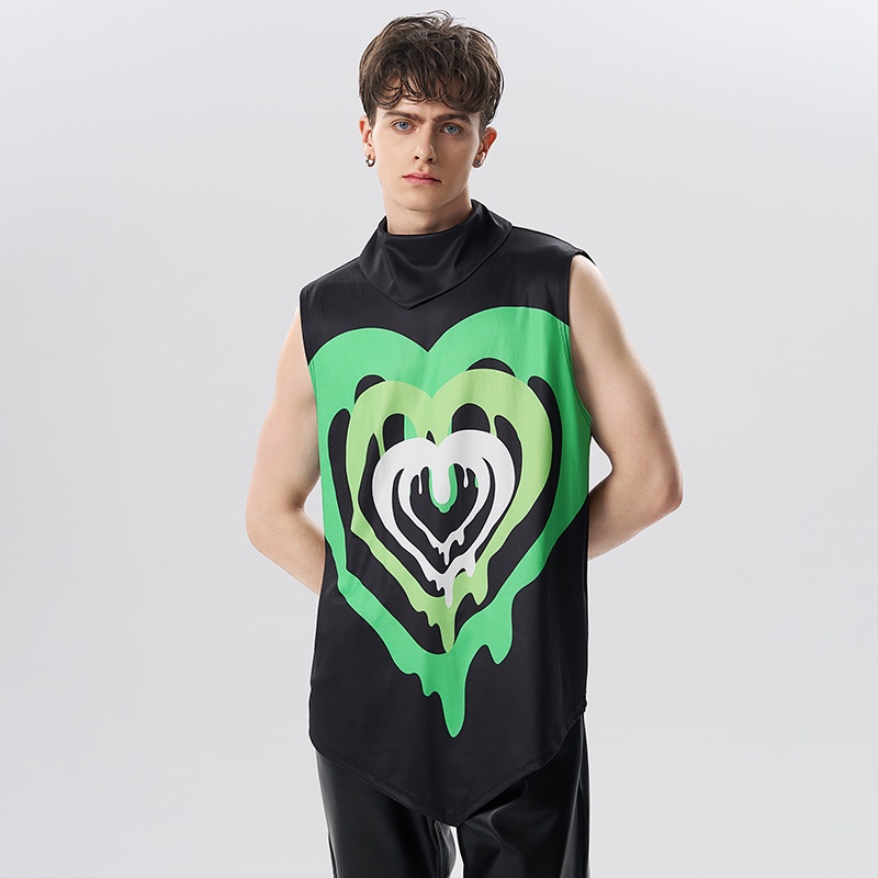 Áo ba lỗ INCERUN không tay cổ đứng in hình trừu tượng cá tính cho nam