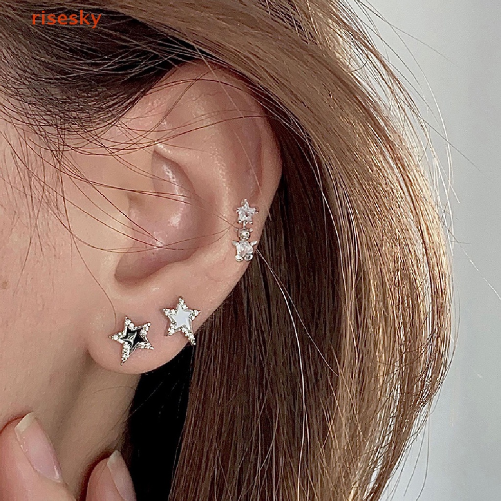 1 Đôi Bông Tai Đính Đá Zircon Hình Ngôi Sao Thời Trang Cho Nữ