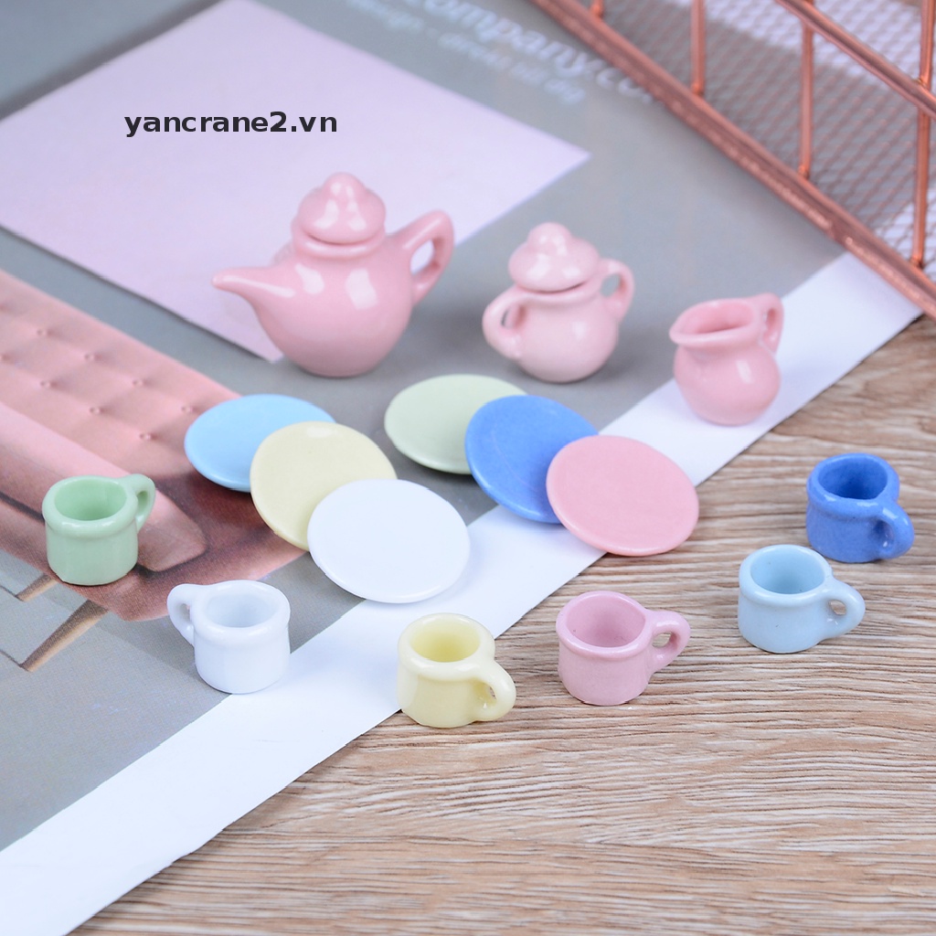 Bộ 15 Ấm Trà Gốm mini Nhiều Màu Sắc Tỷ Lệ 1: 12 Dành Cho Nhà Búp Bê {yancrane2.vn}