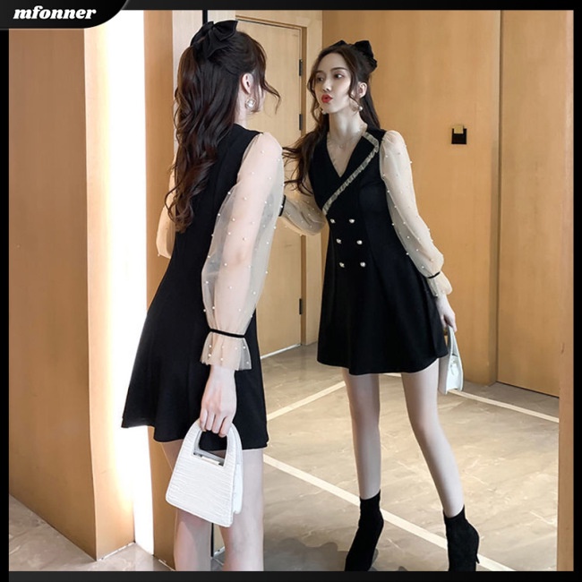 Đầm Midi Tay Dài Cổ Chữ V Màu Sắc Ngọt Ngào Cho Nữ