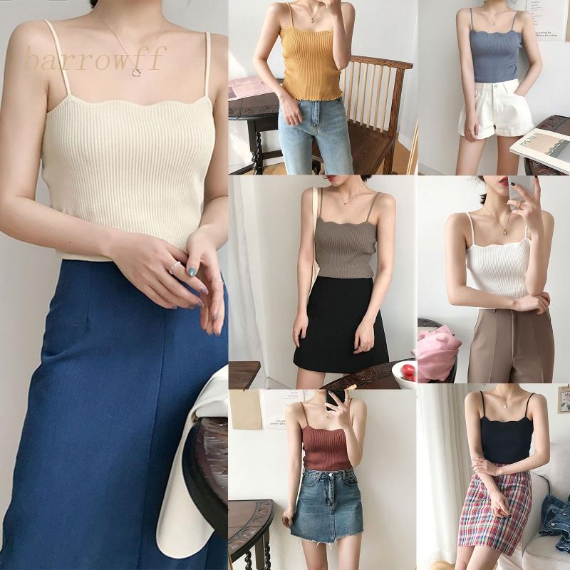 Brroa Áo Croptop Hai Dây Hở Lưng Xinh Xắn Cho Nữ