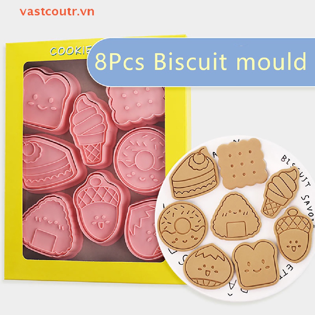 Set 8 Khuôn Cắt Tạo Hình Trang Trí Bánh Bằng Nhựa DIY