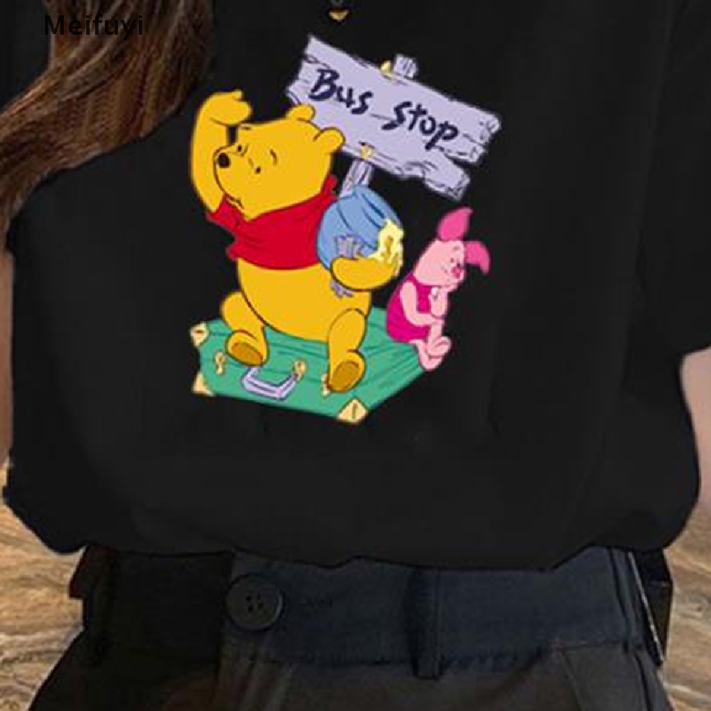 Áo Thun Tay Ngắn Cổ Tròn Dáng Rộng In Hình Gấu Hoạt Hình Thời Trang Mùa Hè Cho Tuổi Teen