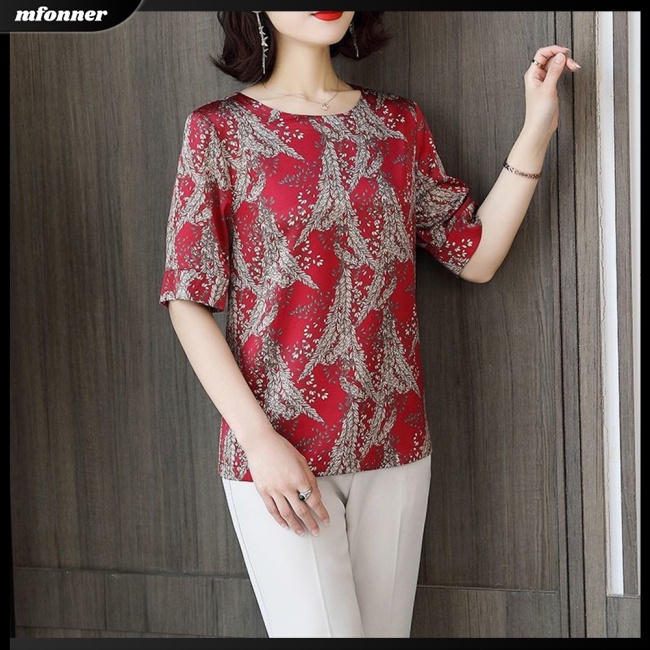 Áo Thun Nữ Tay Ngắn Cổ Tròn Dáng Rộng In Hình Thời Trang