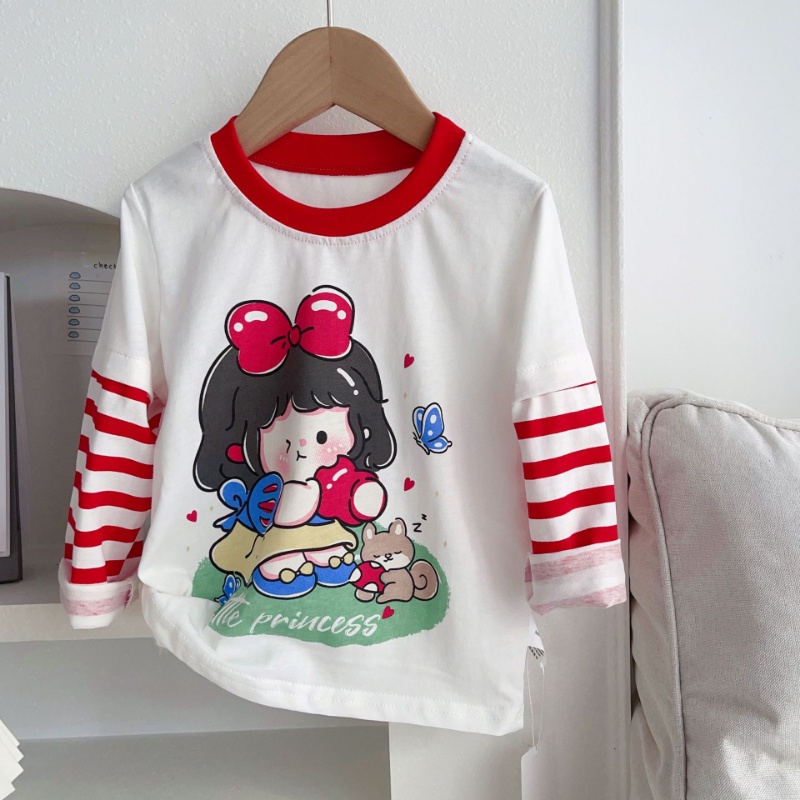 Áo Thun Cotton Giả Hai Lớp Mẫu Mới 2023 Thời Trang Mùa Xuân Cho Bé Trai Và Bé Gái