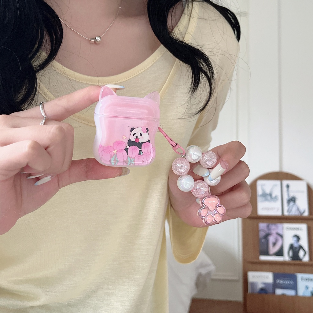 Vỏ Bảo Vệ Hộp Sạc Tai Nghe Bluetooth Airpods 1 / 2 / Pro / 3 Generation Pro2 Hình Tai Gấu Trúc Dễ Thương