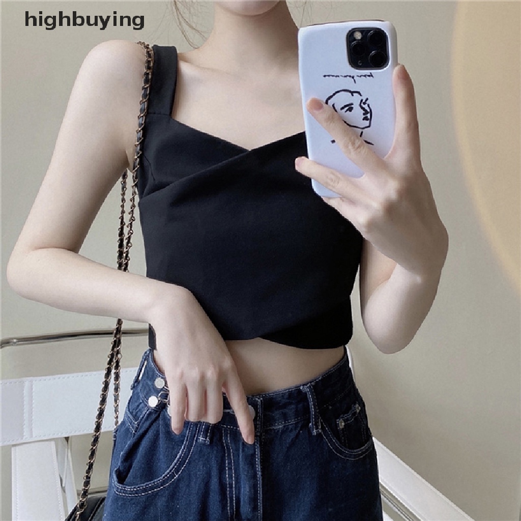 Hbvn Belle Áo Hai Dây Màu Trơn Phối Khóa Kéo Gợi Cảm Mùa Hè Cho Nữ