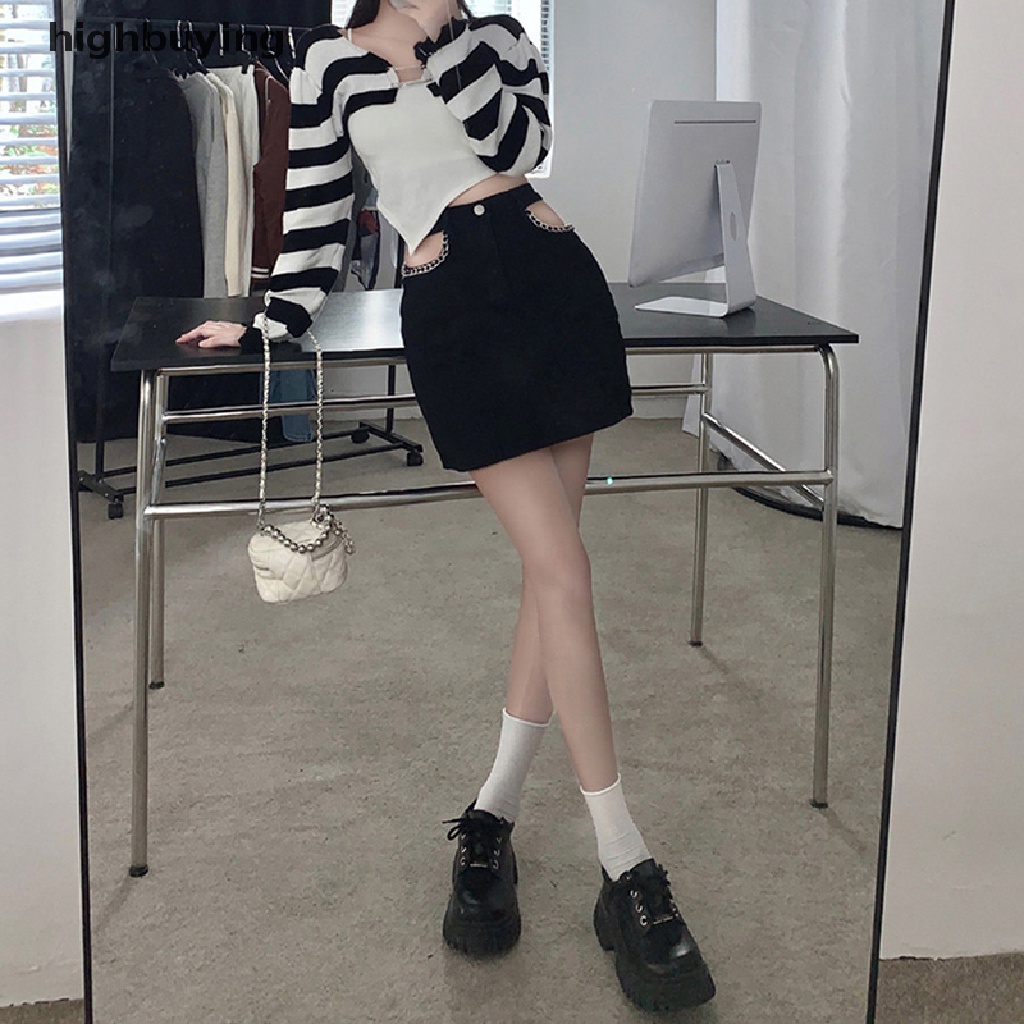 Chân váy jean Lưng Cao Thời Trang Xuân Hè 2023 Dành Cho Nữ