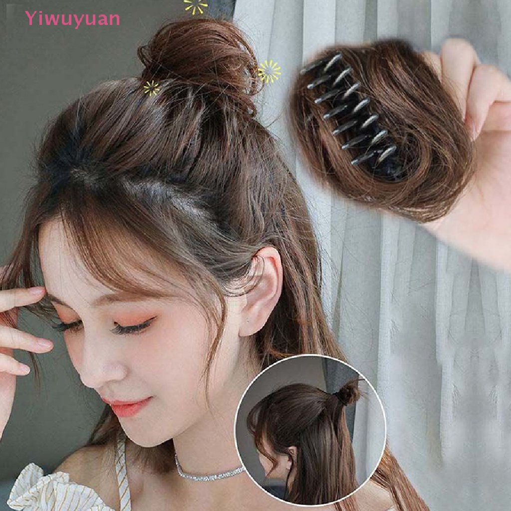 < Yiwuyuan > Kẹp Tóc Giả Thắt Bím Nửa Đầu Dạng Bóng Tròn Mới
