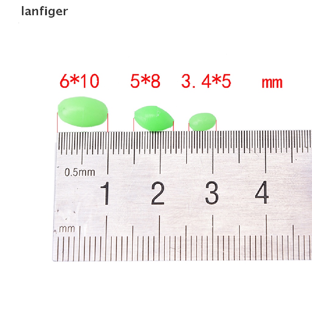 Set 100 Hạt Phát Sáng Hình Oval Mềm Mại Kích Thước 5mm / 8mm / 10mm Dùng Trong Câu Cá