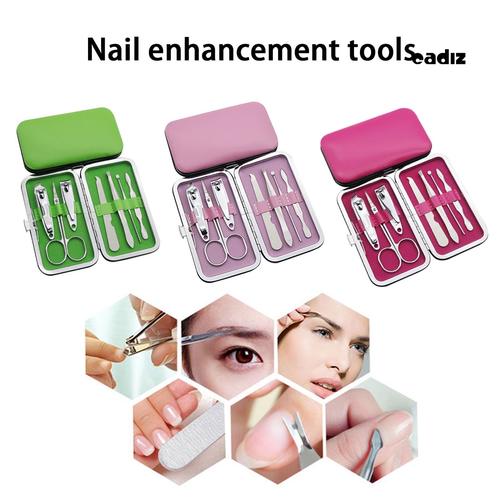 Bộ 7 Dụng Cụ Làm Móng Bằng Thép Carbon Kèm Hộp Đựng Tiện Dụng