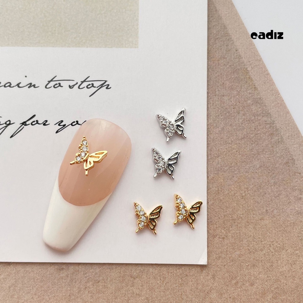 Set 10 Phụ Kiện Trang Trí Móng Tay Nghệ Thuật Hình Học Bướm Vương Miện Rỗng Bằng Kim Loại Cá Tính