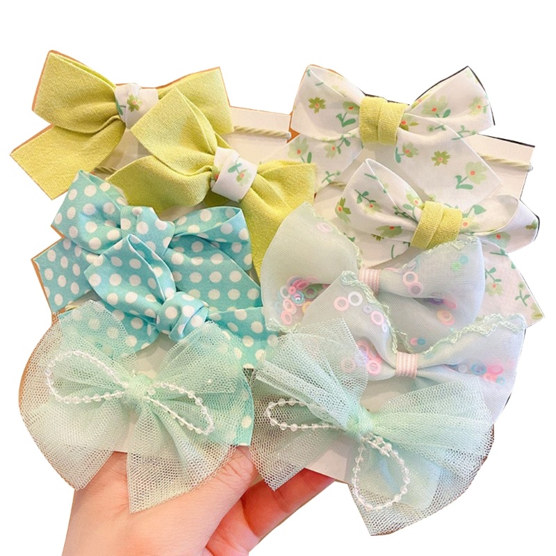 Dây Cột Tóc Đuôi Ngựa Co Giãn Đính Nơ Và Hoa Dễ Thương Cho Bé Gái # 1