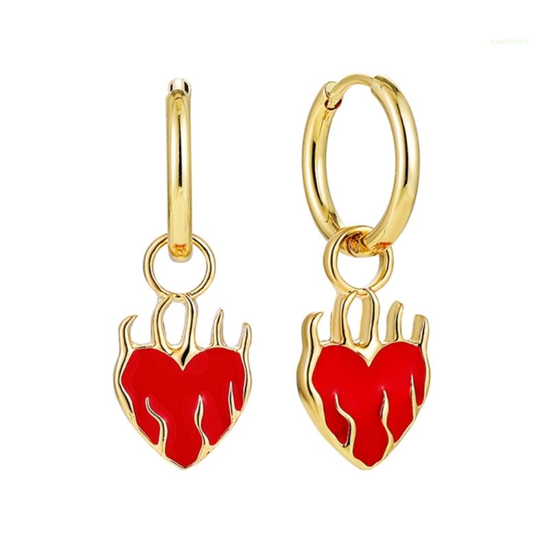 Bông Tai Dáng Dài Hình Ngọn Lửa / Trái Tim Độc Đáo Thời Trang