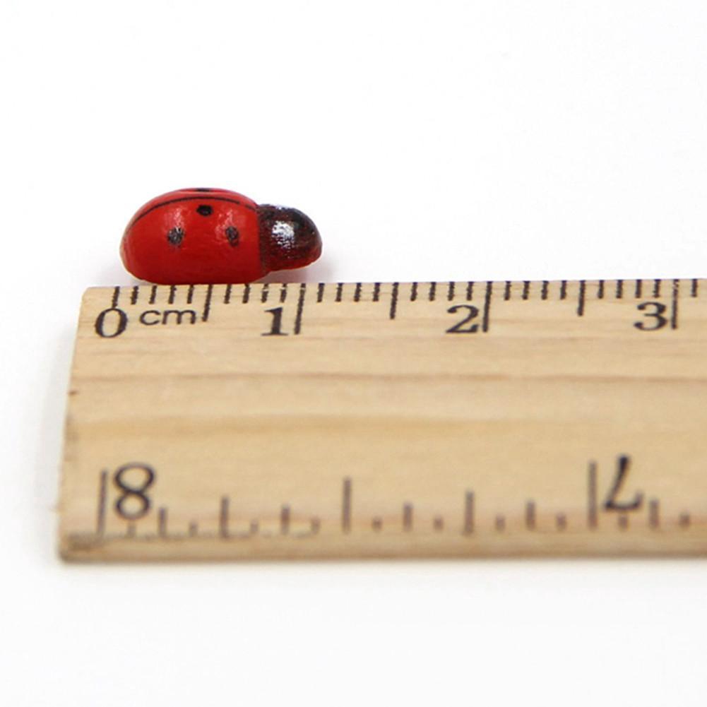 Mô Hình Tiểu Cảnh "Combo 10 bé Bọ Rùa Gỗ Mini" Trang Trí Sen Đá, Sân Vườn/ Chậu Cây, DYI, Terrarium