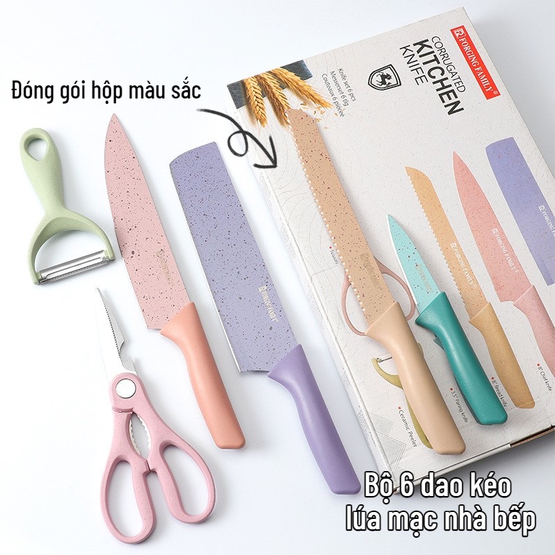 Bộ dao kéo Lúa Mạch 6 món MINT DECOR gia dụng bếp tiện lợi