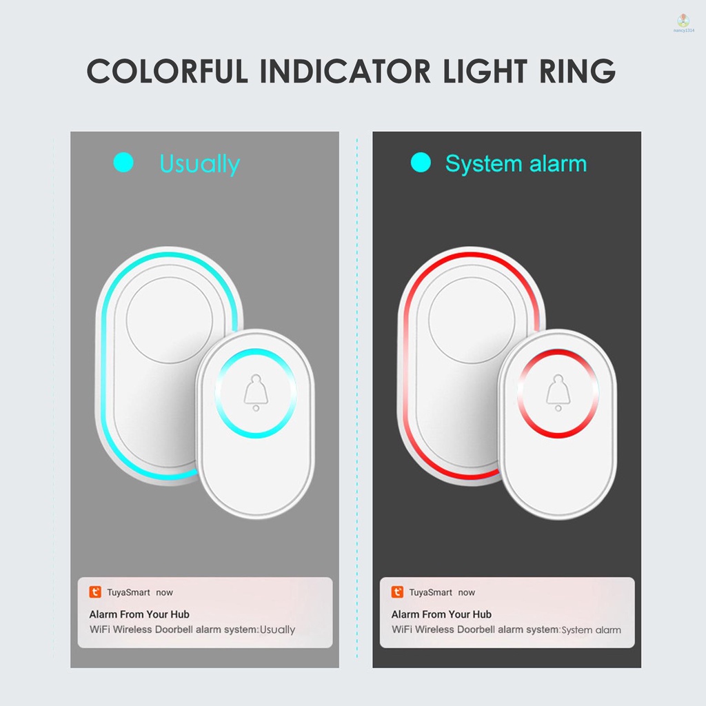 Chuông Cửa Không Dây 58 Melody 5 Chế Độ Âm Lượng 2.4GHz Tương Thích Với APP