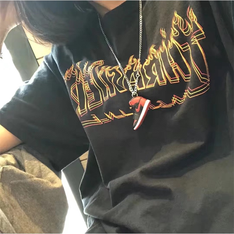 Áo Thun Cotton Tay Ngắn Dáng Rộng In Chữ Đục Lỗ Plus Size Unisex