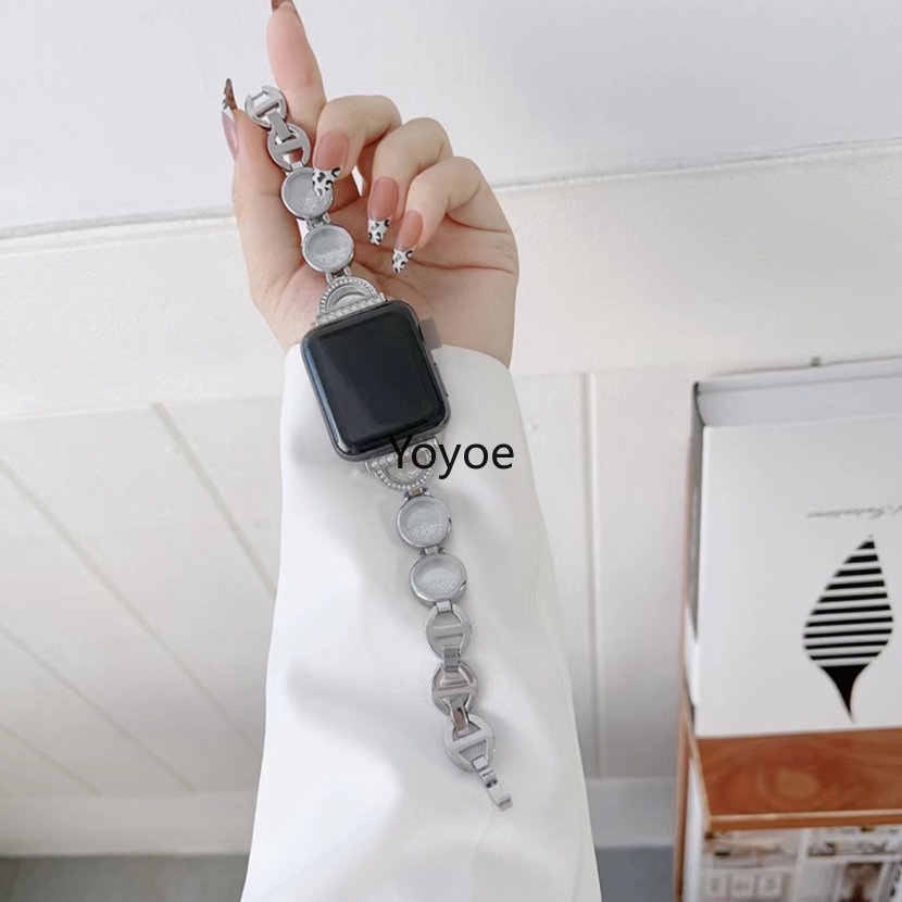 Dây Đeo Kim Loại Lấp Lánh 49mm 45mm 44 42 41 40 38mm Cho iWatch Series 8 Ultra 7 6 5 4 3 2 1 SE