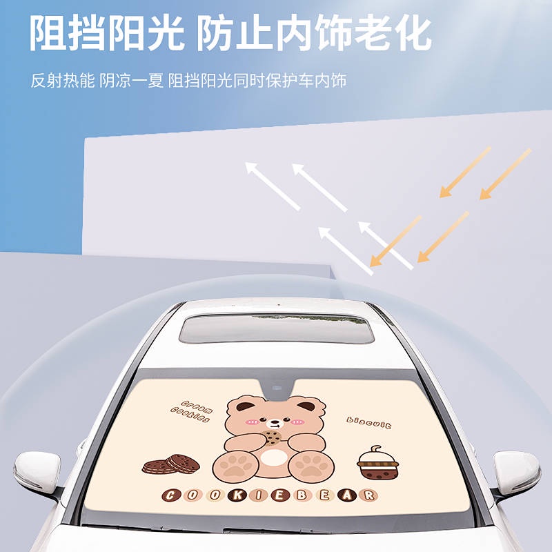 Car Sunshade Car Window Sunshade Parking Interior Sun Protection Heat Insulated Sunshade Cartoon Windshield Visor 0d7Q