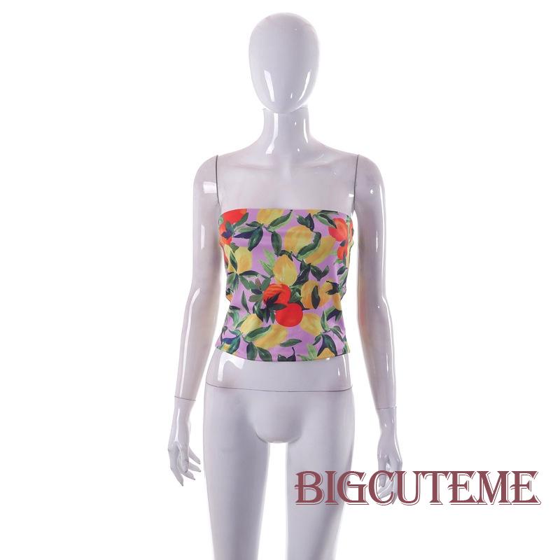 Áo Lửng Không Tay Hở Lưng Họa Tiết Hoa Thời Trang Quyến Rũ Cho Nữ