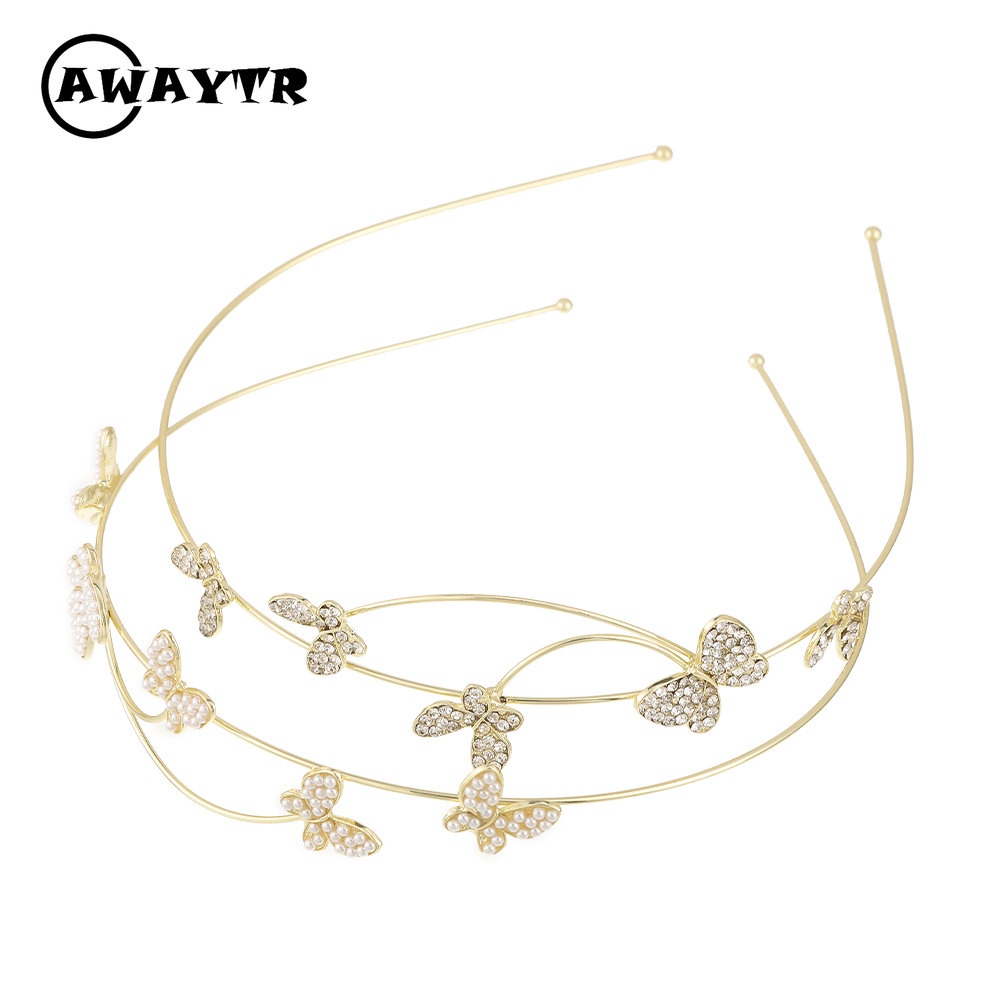 Băng Đô Cài Tóc Hình Bướm Bằng Hợp Kim Phối Ngọc Trai Đơn Giản Thời Trang Dành Cho Nữ