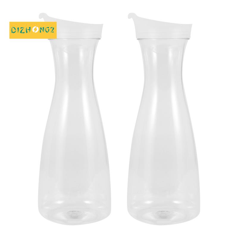 Bộ 2 Bình Đựng Nước Ép Nắp Lật Màu Trắng Bằng Nhựa Cấp Thực Phẩm Chống Vỡ Có Thể Tái Sử Dụng