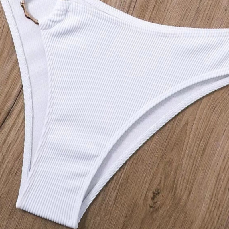 Brroa Bộ Bikini Hai Mảnh Mềm Cắt Cao Màu Trơn Có Dây Buộc Gợi Cảm Cho Nữ Sw